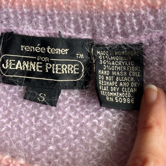 Vintage 80s Renee Tener For Jeanne Pierre Mohair Pastel Rainbow Sweater S 🌸 - Picture 7 of 11